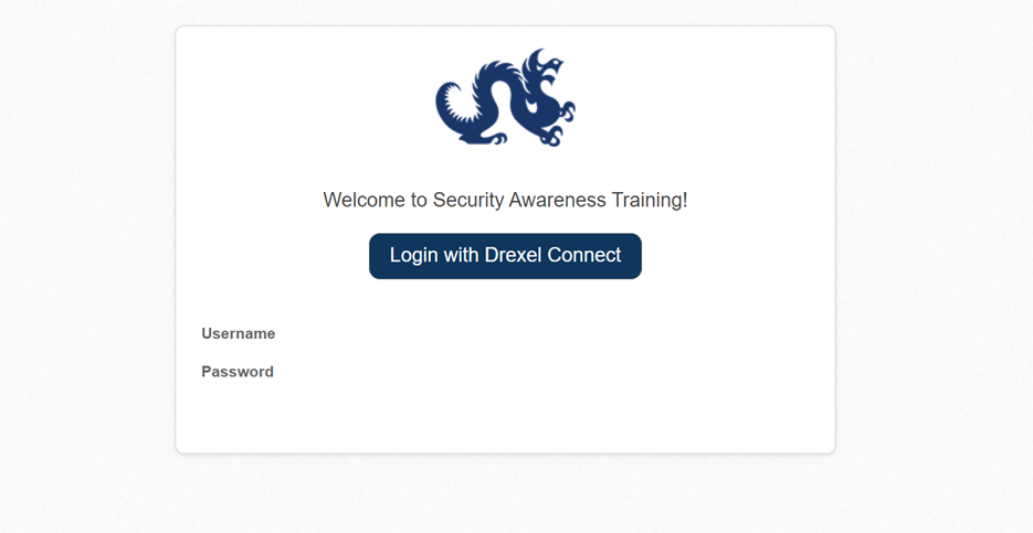 Image depicting the initial login page of the DUST training site